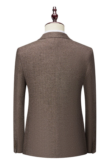 Traje de hombre marrón 3 piezas Traje de padrino de boda slim fit